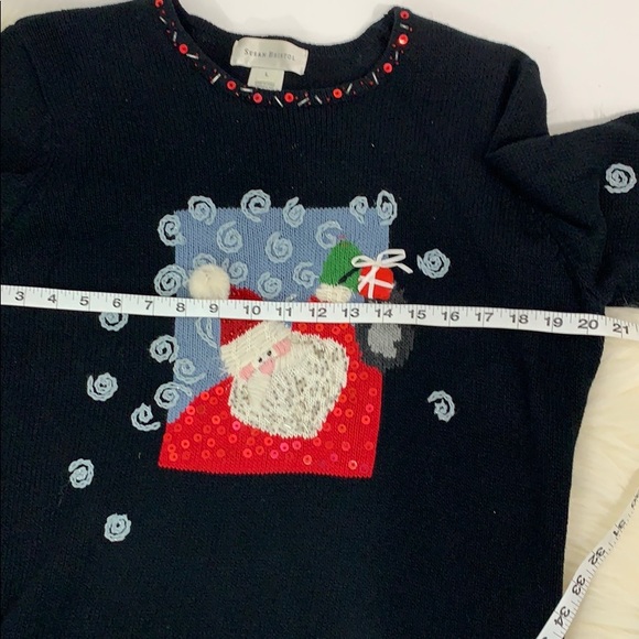 Susan Bristol Santa holiday black sweater EUC - Picture 8 of 8